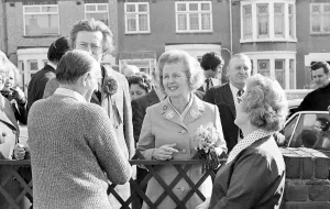 Margaret Thatcher visits Coventry and chats to a resident in the Radford area of the city Margaret Thatcher visits Coventry and chats to a resident in the Radford area of the city