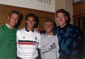 Mark Hateley with English team-mates Chris Woods Graham Roberts Mark Hateley with English team-mates Chris Woods Graham Roberts