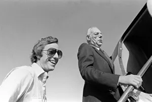 Mark Thatcher and father Denis Thatcher Boarding a plane Mark Thatcher and father Denis Thatcher Boarding a plane