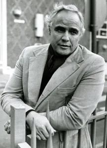 Marlon Brando, Film Star, Movie Icon, leaning against railings outside BBC Television Marlon Brando, Film Star, Movie Icon, leaning against railings outside BBC Television