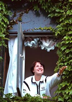 Martina Hingis Swiss tennis player June 1998 Checks to see if it is raining Martina Hingis Swiss tennis player June 1998 Checks to see if it is raining