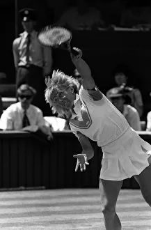 Martina Navratilova serves during the Wimbledon ladies final against Chris Evert Lloyd Martina Navratilova serves during the Wimbledon ladies final against Chris Evert Lloyd