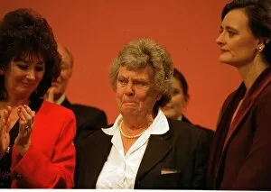 Images Dated 3rd October 1995: Mary Wilson widow of Harold Wilson being comforted by Cherie Blair wife of Tony Blair