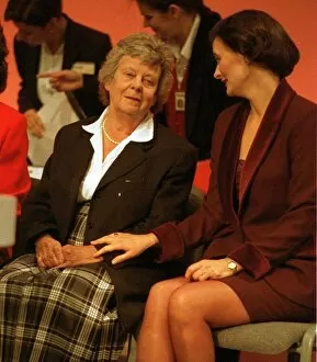 Images Dated 3rd October 1995: Mary Wilson widow of Harold Wilson being comforted by Cherie Blair wife of Tony Blair