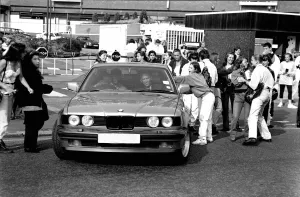 Matt Goss of Bros leaving the BBC TV centre in his BMW with driver Matt Goss of Bros leaving the BBC TV centre in his BMW with driver