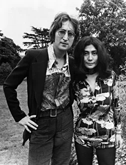 Former member of The Beatles pop group John Lennon pictured with his wife Yoko Ono at Former member of The Beatles pop group John Lennon pictured with his wife Yoko Ono at