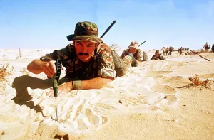 Members of the 7th armoured division the Desert rats practise search Members of the 7th armoured division the Desert rats practise search