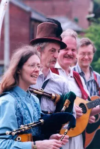 Members of the Blue Moon Band with their Northumbria Pipes in May 1996 Members of the Blue Moon Band with their Northumbria Pipes in May 1996