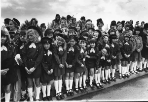Members of The Brownies eagerly await Queen Elizabeth II's visit to the Wrexham area Members of The Brownies eagerly await Queen Elizabeth II's visit to the Wrexham area