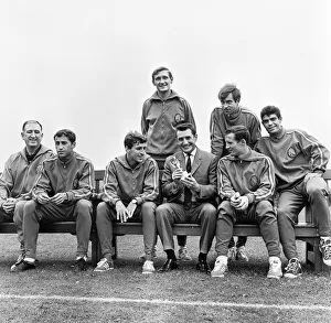 Members of the Spain football squad take a look a the Jules Rimet World Cup trophy at a Members of the Spain football squad take a look a the Jules Rimet World Cup trophy at a