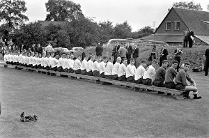Members of the Tottenham Hotspur team line up for a group photograph before training Members of the Tottenham Hotspur team line up for a group photograph before training