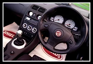 MG MGF December 1999 Steering wheel dashboard interior cockpit MG logo badge MG MGF December 1999 Steering wheel dashboard interior cockpit MG logo badge