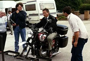 Michael Elphick Actor sitting on a BSA Motor Cycle during the filming of an episode of Michael Elphick Actor sitting on a BSA Motor Cycle during the filming of an episode of