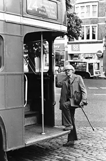 Michael Foot MP catches a bus 12th June 1979. *** Local Caption *** Member of Parliament Michael Foot MP catches a bus 12th June 1979. *** Local Caption *** Member of Parliament