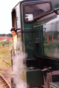 Michael Nelson, 9, from Sunningdale School, sunderland on a steam locomotive at Bowers Michael Nelson, 9, from Sunningdale School, sunderland on a steam locomotive at Bowers