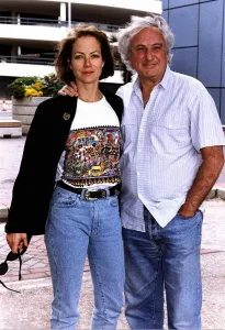 Michael Winner Film Director with actress girlfriend Jenny Seagrove at Heathrow airport Michael Winner Film Director with actress girlfriend Jenny Seagrove at Heathrow airport