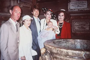 Mick Jagger with Jerry Hall and family at the Christening of Baby Daughter Elizabeth Mick Jagger with Jerry Hall and family at the Christening of Baby Daughter Elizabeth