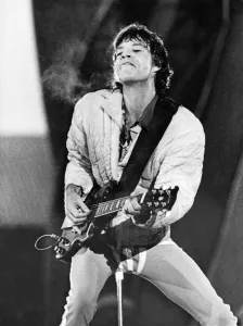 Mick Jagger of The Rolling Stones enjoys the moment with the audience Mick Jagger of The Rolling Stones enjoys the moment with the audience