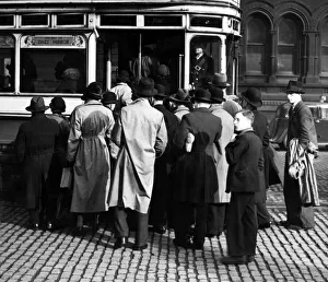 In the mid 1930s, the Manchester Corporation tried to make the passengers for trams enter In the mid 1930s, the Manchester Corporation tried to make the passengers for trams enter