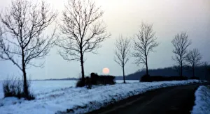 The mid-winter sun slowly sets on a Hertfordshire landscape The mid-winter sun slowly sets on a Hertfordshire landscape