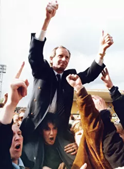 Images Dated 2nd May 1992: Middlesbrough manager Lennie Lawrence celebrates promotion to the Premier League after