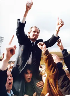 Middlesbrough manager Lennie Lawrence celebrates promotion to the Premier League after Middlesbrough manager Lennie Lawrence celebrates promotion to the Premier League after