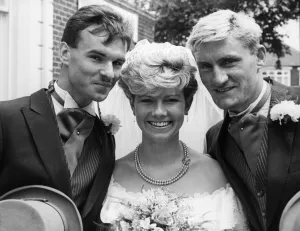 Middlesbrough player Peter Beagrie marries wife Lynn with team mate Tony Mowbray as best Middlesbrough player Peter Beagrie marries wife Lynn with team mate Tony Mowbray as best