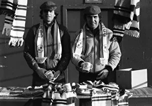 Images Dated 25th November 1982: Mike Channon of Bristol Rovers and manager Bobby Gould selling Rovers merchandise at