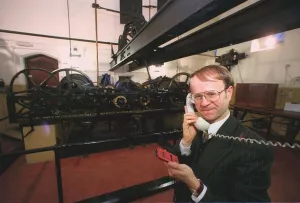 Mike McCann Keeper of the Great Clock December 1999 checks the time - by telephone Mike McCann Keeper of the Great Clock December 1999 checks the time - by telephone