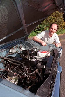 MIKE OROBCZUK WITH HIS VAUXHALL CRESTA LOOKING AT ENGINE MIKE OROBCZUK WITH HIS VAUXHALL CRESTA LOOKING AT ENGINE