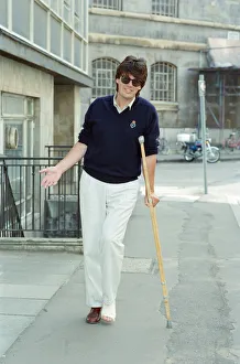 Mike Read, BBC Radio Disc Jockey, seen here on crutches Mike Read, BBC Radio Disc Jockey, seen here on crutches