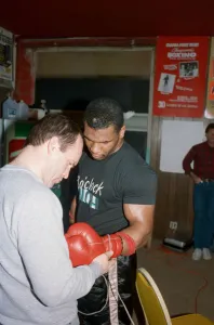 Mike Tyson in his training camp with Kevin Rooney ahead of his bout with James Mike Tyson in his training camp with Kevin Rooney ahead of his bout with James