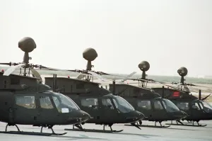 US Military Forces, Surveillance Camera Helicopter at Dhahran Airbase, Saudi Arabia US Military Forces, Surveillance Camera Helicopter at Dhahran Airbase, Saudi Arabia