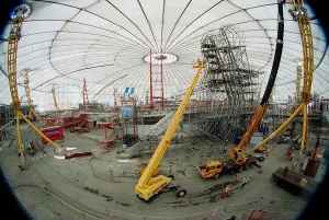 MILLENNIUM DOME CONSTRUCTION WORK, JUNE 1999 THERE WAS A PRESS CONFERENCE IN THE MILLENNIUM DOME CONSTRUCTION WORK, JUNE 1999 THERE WAS A PRESS CONFERENCE IN THE
