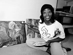 Millie Small Singer painting canvases Art July 1987 1980s Millie Small Singer painting canvases Art July 1987 1980s