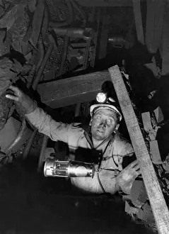 Miner at work underground in a coal mine August 1984 P018140 Miner at work underground in a coal mine August 1984 P018140