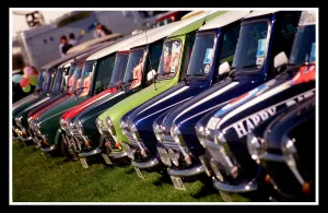 Mini car August 1999 Row of Minis Mini cars are at Silverston for 40th birtday party Mini car August 1999 Row of Minis Mini cars are at Silverston for 40th birtday party