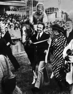 The Minstrel being lead in at the Irish Derby with Lester Piggott up, Curragh Racecourse The Minstrel being lead in at the Irish Derby with Lester Piggott up, Curragh Racecourse
