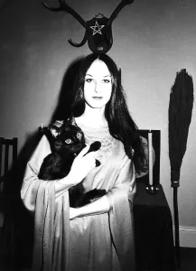 00000 Prints: Print of White Witch Goddess with Fizz the Guzzleing Ghost Companion