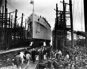 00001 Prints: Launch of H.M.S. Devonshire Print 1927