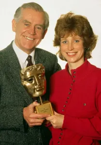00006 Prints: Magnus Magnusson Print Holding BAFTA Award with Daughter
