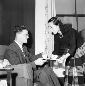 00008 Prints: Domestic Scenes Print: Man and Wife, Woman Bringing Husband Tea