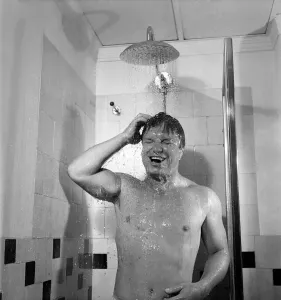 00010 Prints: American Singer Guy Mitchell in Hotel Room Print