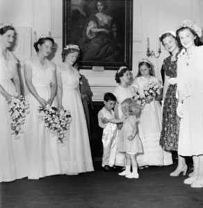 00010 Prints: Print of children at a wedding in 1952