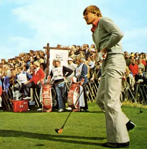 00013 Prints: 1977 Ryder Cup Golf Print: Nick Faldo tees off