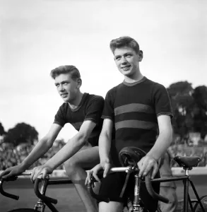00014 Prints: Racing Cyclists Print: Twins on Bicycles, June 1952