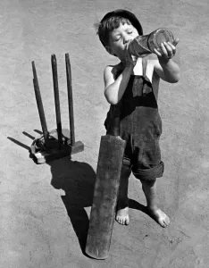 00015 Prints: Five Year Old Boy with Refreshing Drink Print, July 1948