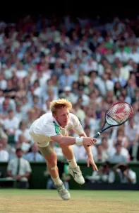 00017 Prints: Wimbledon Tennis Print - Boris Becker vs David Wheaton Semi Final July 1991