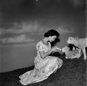 00021 Prints: Jean Simmons with Lambs Print, October 1948