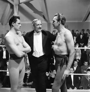 00026 Prints: American actors Forrest Tucker and Maurice Bush in a scene from the film Laughing Anne